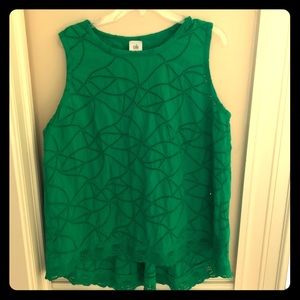 CAbi Green Eyelet Tank XL